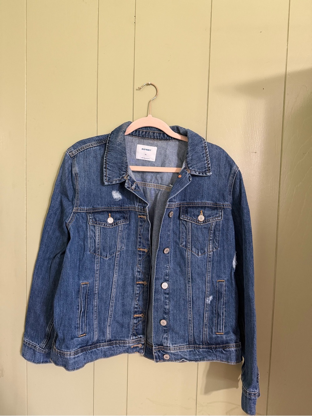 Old Navy Medium Blue Distressed Denim Jacket